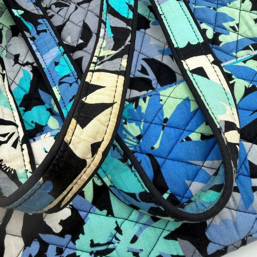 Vera Bradley Tote Bag Womens Medium Blue Floral Camofloral Quilted Cotton